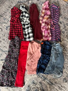 5t Girls clothing lot, Dress, Cardigans, Shirts, Leggings, Plaid, Long Sleeve